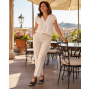 Sandale dama negre din piele naturala cu platforma joasa si perforatii florale Elviora CLP02N